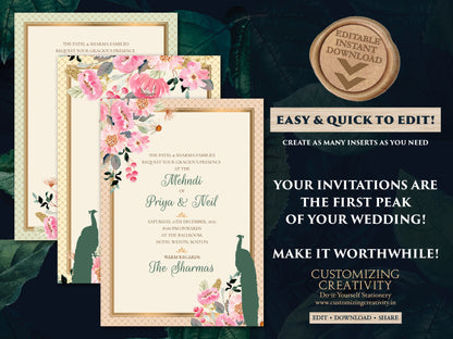 Hindu invite Peacock as Peacock invitation cards Hindu wedding, Indian Invitations as Wedding Invitation as Indian Peacock Wedding invites