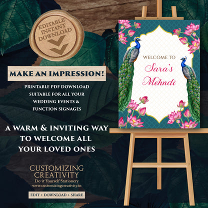 Mehndi welcome signs as Mehendi decor, Mehndi posters & Mehendi Welcome Sign, Mehndi sign board as Mehndi signs, Mendhi welcome signs