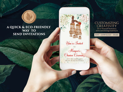 Chura ceremony invite as Chura Wedding card, Chura invites & Chura invitation, Sikh invitation as Sikh Wedding invite, Punjabi Wedding cards