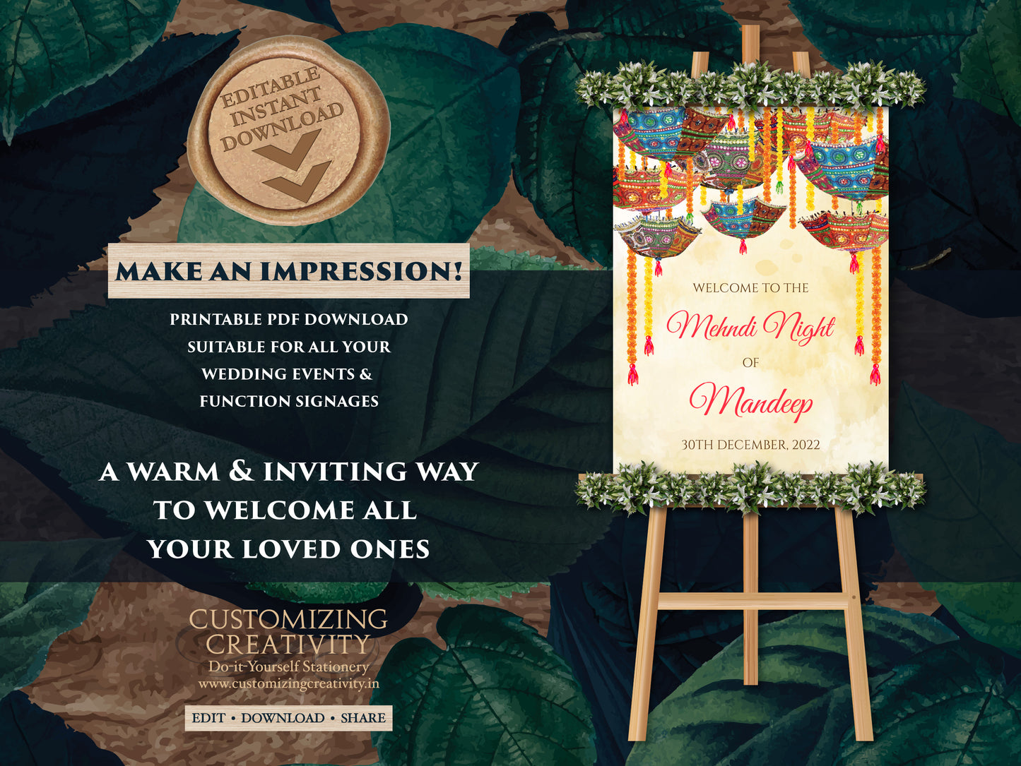 Indian decor sign Mendhi & Mendhi Welcome signs, Desi Wedding decorations Indian as Mehndi Welcome board, Mehndi Signs Umbrella Desi decor