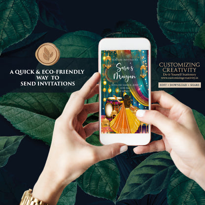 Digital Maiyan invites as Pithi invites, Pithi invitations Mayoun invitations, Haldi invites Digital Haldi invitations & Mehndi invitations