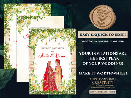 Hindu wedding invitation & Indian Wedding invite, Hindu Wedding cards as Hindu invitation, Indian wedding card as Hindu Wedding invite