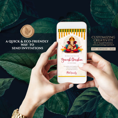 Ganesh Chaturthi invites Ganesh Darshan card, Ganesha invitations as Ganpati darshan invitations & Ganesh puja cards as Ganpati invitations