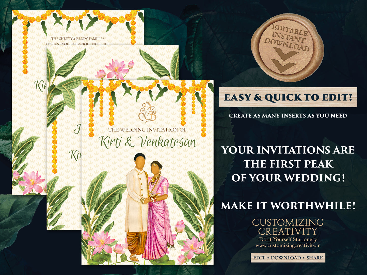 Tamil Wedding invites & Tamil wedding cards, South Indian Wedding invitation as Tamil Wedding invitations, South Indian invitations Tamil