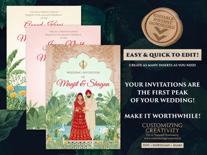 Sikh Wedding invitation Punjabi wedding card, Sikh wedding card & Punjabi Wedding invitation, Indian wedding invitation Sikh wedding invite