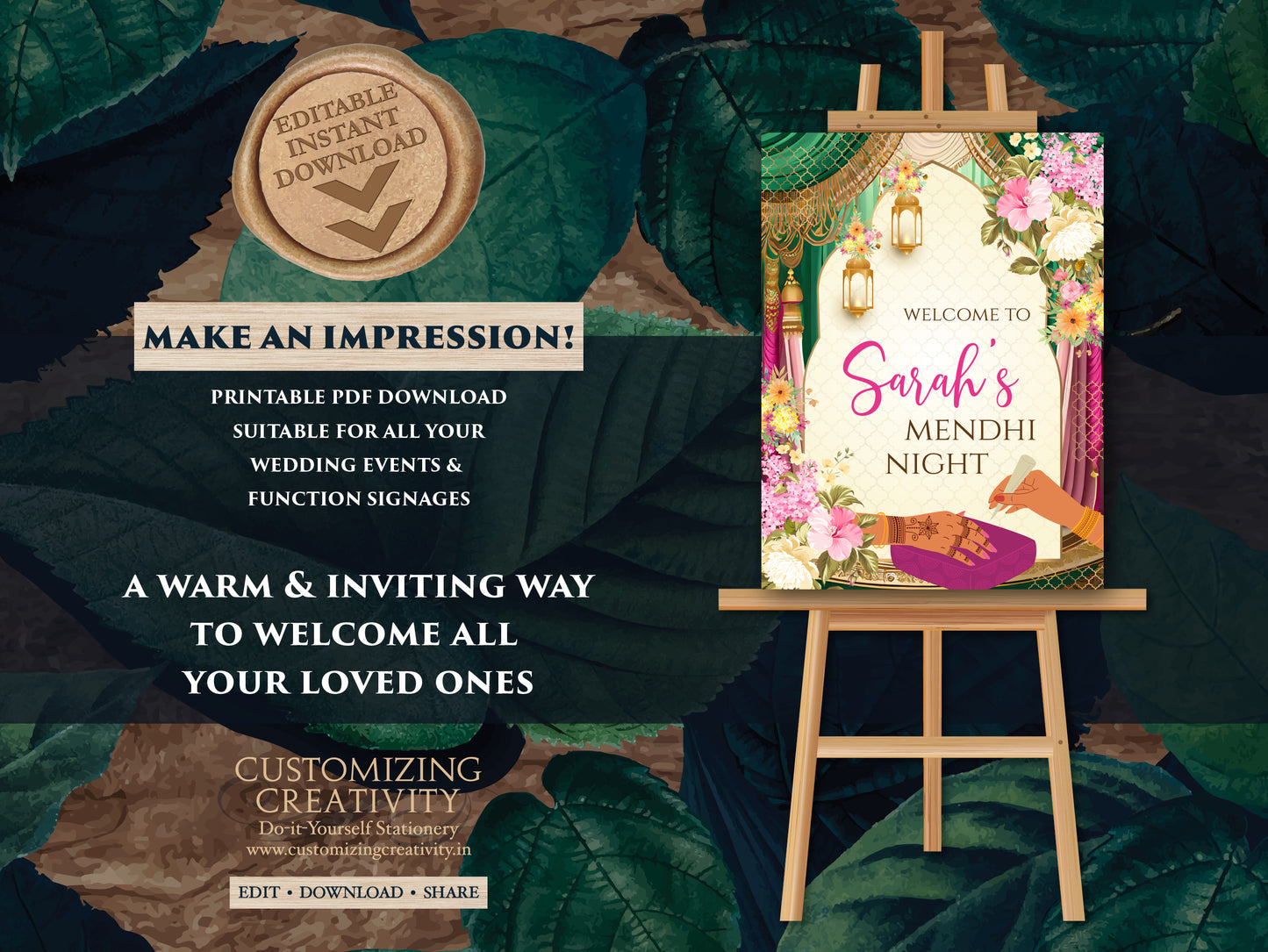 Mehndi welcome signs as Mehndi decor, Mehndi posters & Mehendi Welcome Sign, Mehndi sign as Mehendi signs, Mendhi welcome sign Mendhi sign