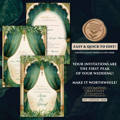 Digital Islamic Wedding Invitations & Muslim wedding cards, Muslim wedding Invitation Digital Nikkah invites as Digital Nikkah invitations