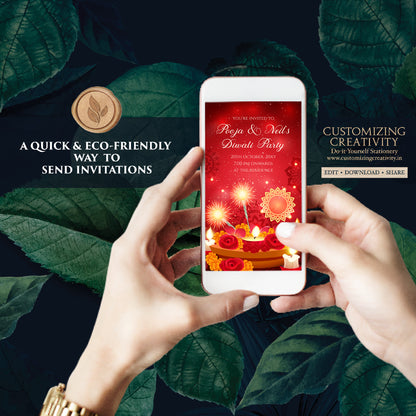Digital Diwali Party invite Diwali invitations & Happy Diwali invite, Diwali invite as Diwali Dinner invites as Happy Diwali greeting invite