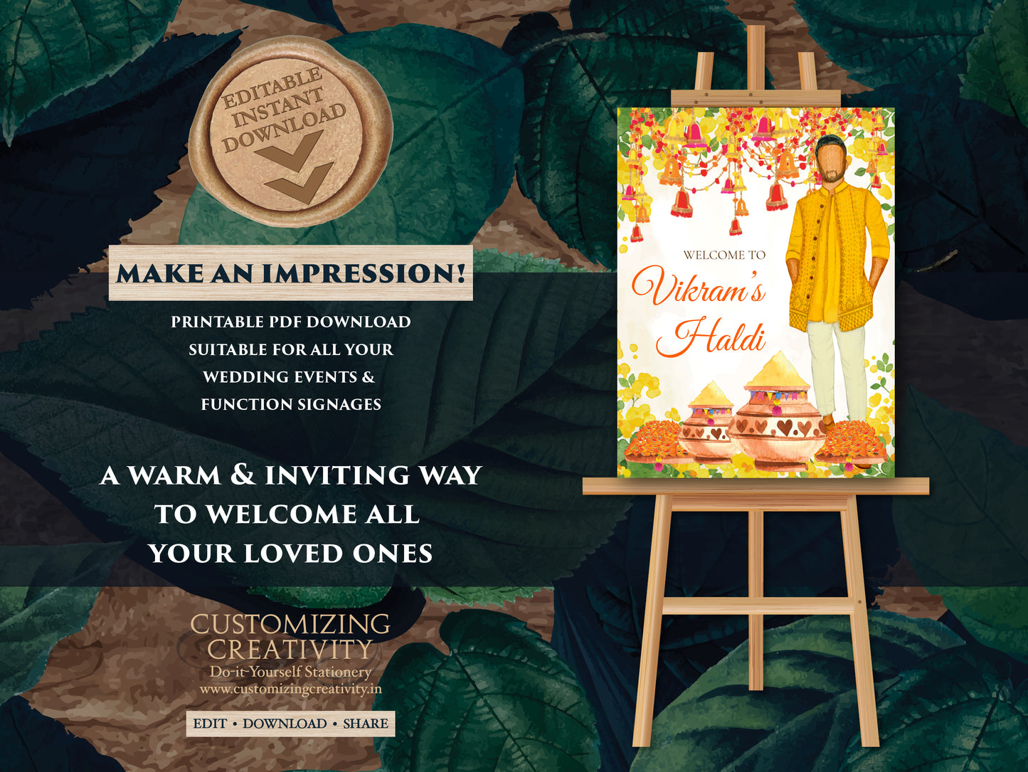 Boy Haldi posters & Groom Haldi signs, Welcome to Haldi Sign for boy as Haldi Welcome Signs Boy, Haldi decoration as Haldi decor signs Groom