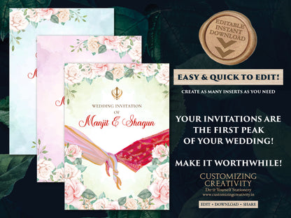 Punjabi wedding cards Sikh wedding invitations, Anand Karaj invitations as Sikh wedding cards & Punjabi invitations as Anand Karaj invites