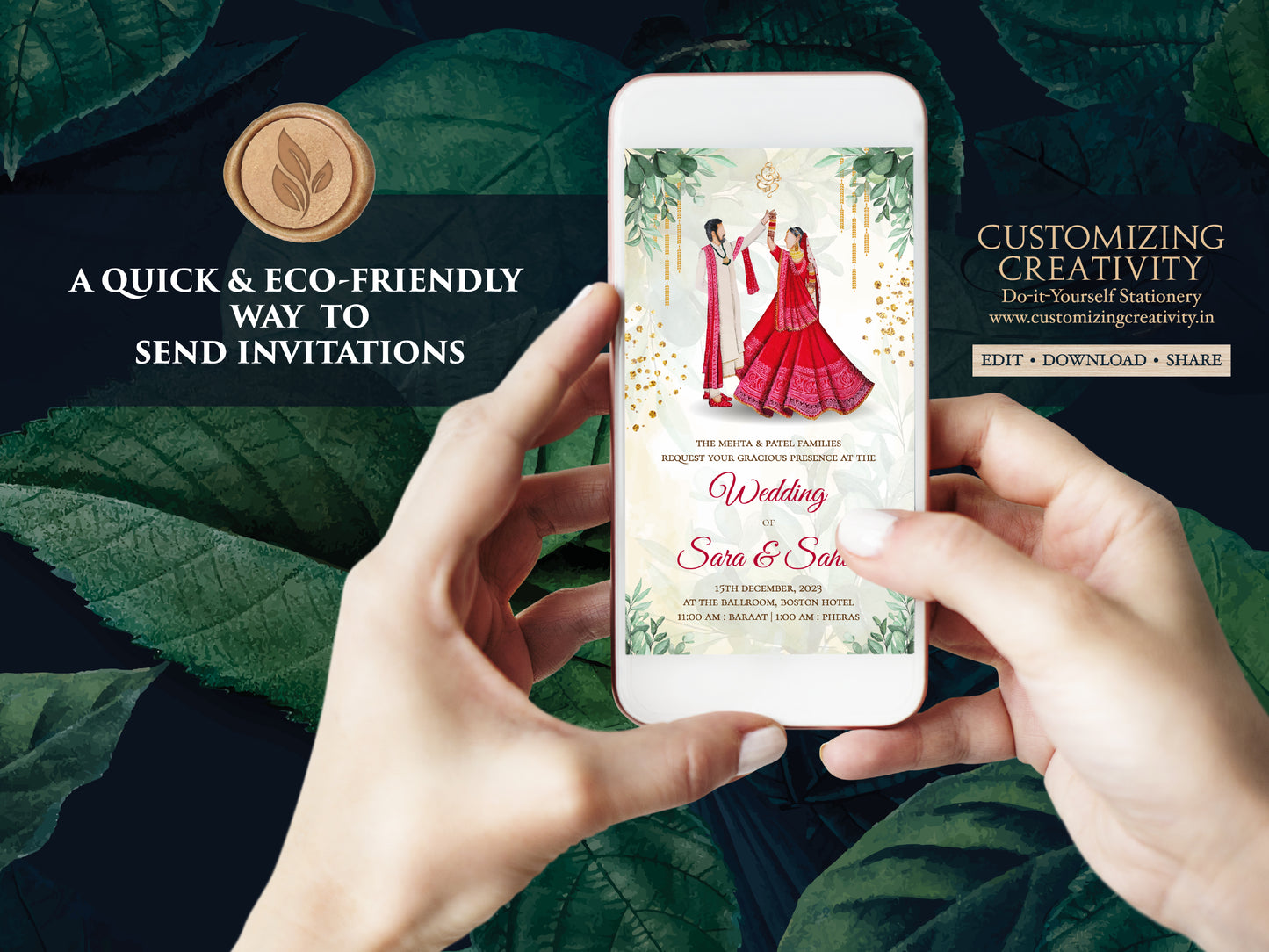 Hindu invitations as Hindu wedding invites, Indian Wedding cards & Indian invitations, Indian Wedding invites as Digital Hindu Wedding cards