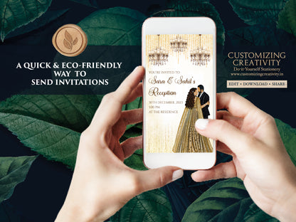 Reception invites & Digital Reception card, Indian Reception invitation as Indian Wedding card, Indian invitations as Indian Wedding invites