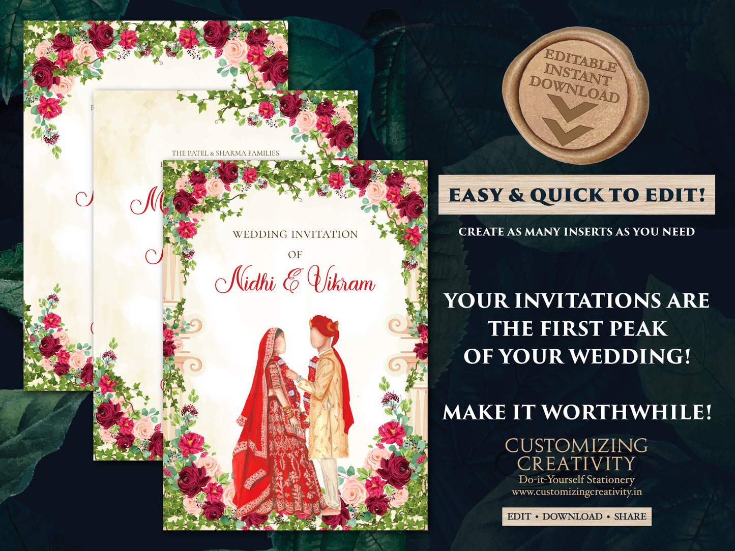 Hindu invitations & Hindu Wedding cards, Indian wedding card as Indian Wedding invite, Indian wedding invitation as Wedding invite Indian