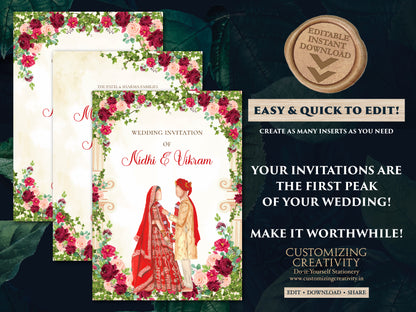 Hindu invitations & Hindu Wedding cards, Indian wedding card as Indian Wedding invite, Indian wedding invitation as Wedding invite Indian