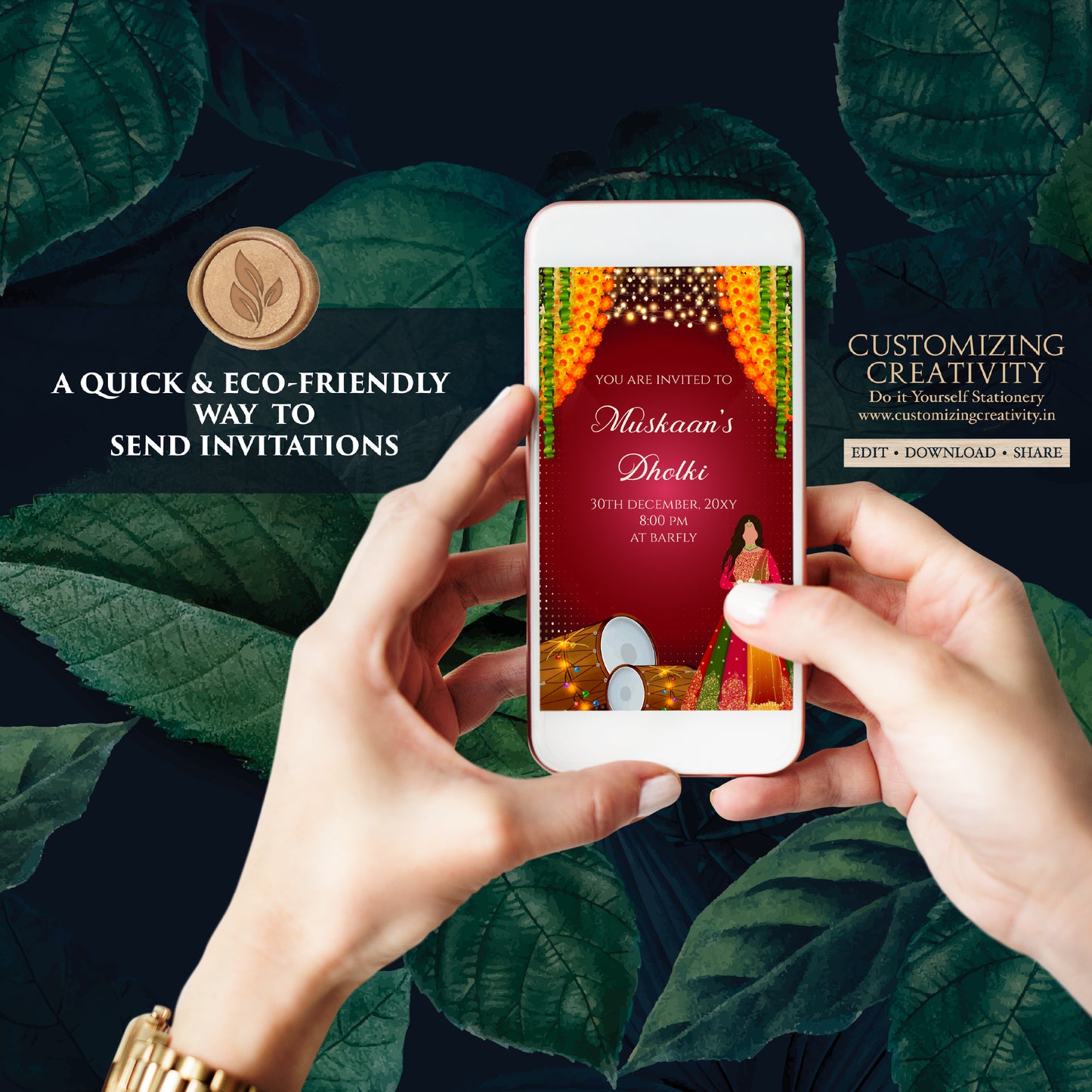 Dholki invitations Muslim Mehndi invites, Digital Dholki invites & Mehndi invitation, Mehendi invite as Digital Pakistani wedding invitation