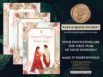 Anand Karaj cards & Sikh invitations, Anand Karaj invites as Sikh Invites, Punjabi invitations as Punjabi invites Anand Karaj invitations