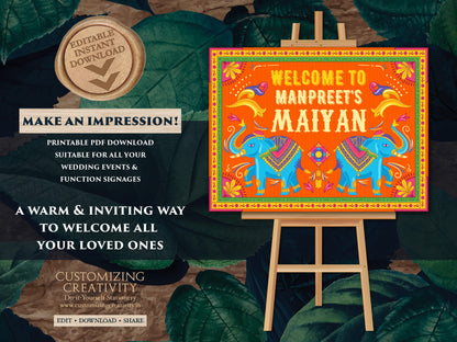 Maiyan Signs as Bollywood Poster Welcome sign Sikh, Lohri Welcome sign Party as Indian Truck Art, Punjabi Welcome sign & First Lohri Signage