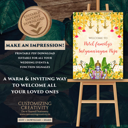Satyanarayan Pooja sign Indian puja welcome sign, Satyanarayan Puja Welcome sign Indian welcome signs, Indian pooja signs Satyanarayan katha