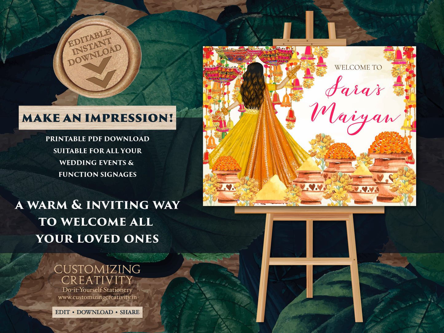 Welcome Signs Maiyaan & Maiyan Welcome signs, Maiyan Signs as Haldi signs, Haldi Welcome sign as Maiyaan Signs, Maiyaan Welcome signs Haldi