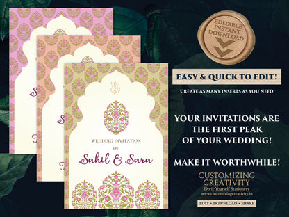 Digital Indian wedding card as Hindu Wedding, Hindu Wedding invite as Indian wedding invitation, Hindu invitation & Hindu Wedding Invitation