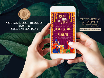 Jago invitation Digital as Jago invites, Digital Jaggo cards Jaggo invite as Jaggo invitations, Jaggo Night invites as Jaggo Wedding invite