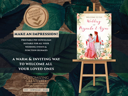 Hindu Wedding sign Indian as Indian Wedding sign, Indian Wedding board as Phera Welcome Sign, Indian Wedding Welcome sign Hindu Welcome sign