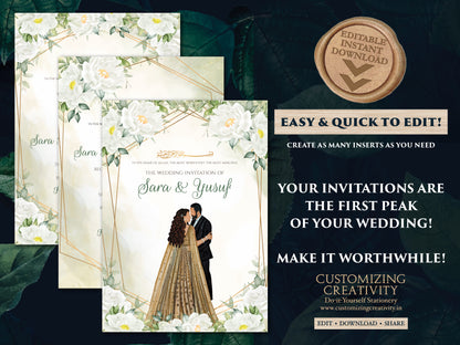 Muslim wedding Invitations Islamic wedding cards & Pakistani wedding Invitation Digital, Digital Nikkah invitation as Digital Nikkah invites
