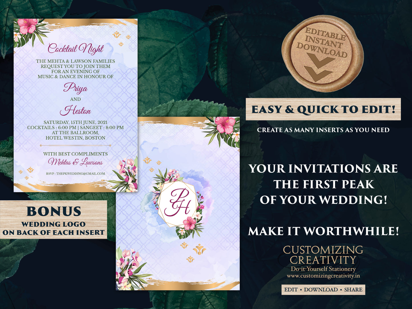 Summer Wedding Invite as Indian Wedding invitations Hindu, Indian Invites Tropical Wedding, Beach Wedding invitations & Spring Wedding cards