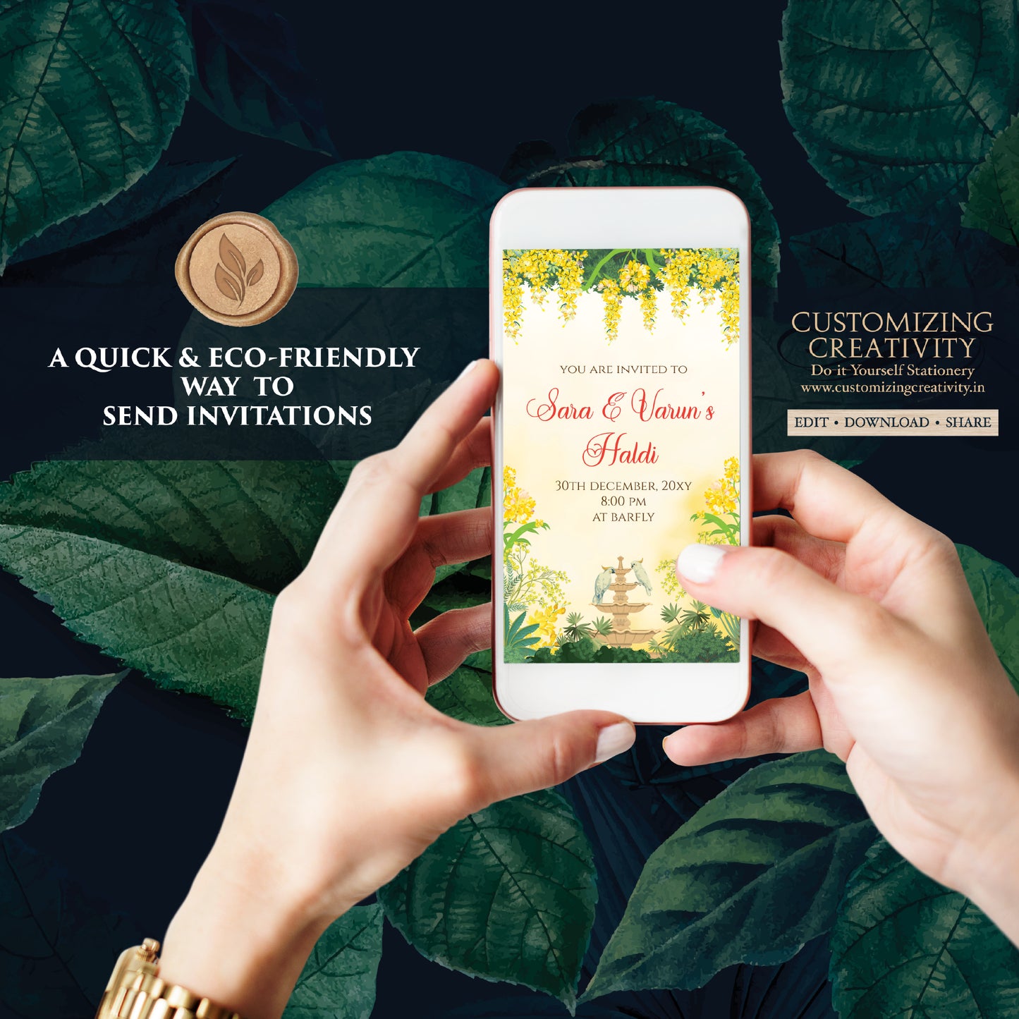 Digital Haldi invitations Haldi invites, Mayoun invitations & Mehndi invitations, Digital Mayoun invites as Dholki invitations Mehndi invite