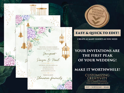 Hindu invitations Wedding a Floral invitation cards Hindu wedding, Pastel Indian Invites, Floral Wedding Invite Indian & Sikh Wedding Invite