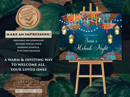 Mehndi Decor Signs as Mehndi Signs, Mendhi Umbrella decor as Mehendi decor, Mendhi poster, Mehndi Welcome signs & Mendhi decor sign Umbrella