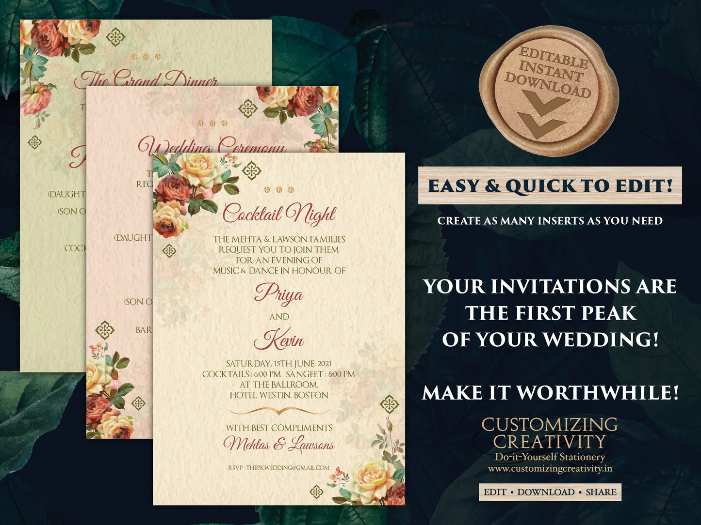 Wedding Invite Fall as Fall invitations Wedding Indian, Indian Invitations Pastel, Indian Wedding invites Autumn & Hindu Wedding card Autumn
