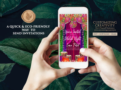 Muslim Dholak night invites, Punjabi Dholki invites digital as Muslim Dholki invitation, Dholak invitation & Pakistani Dholak Invite Digital