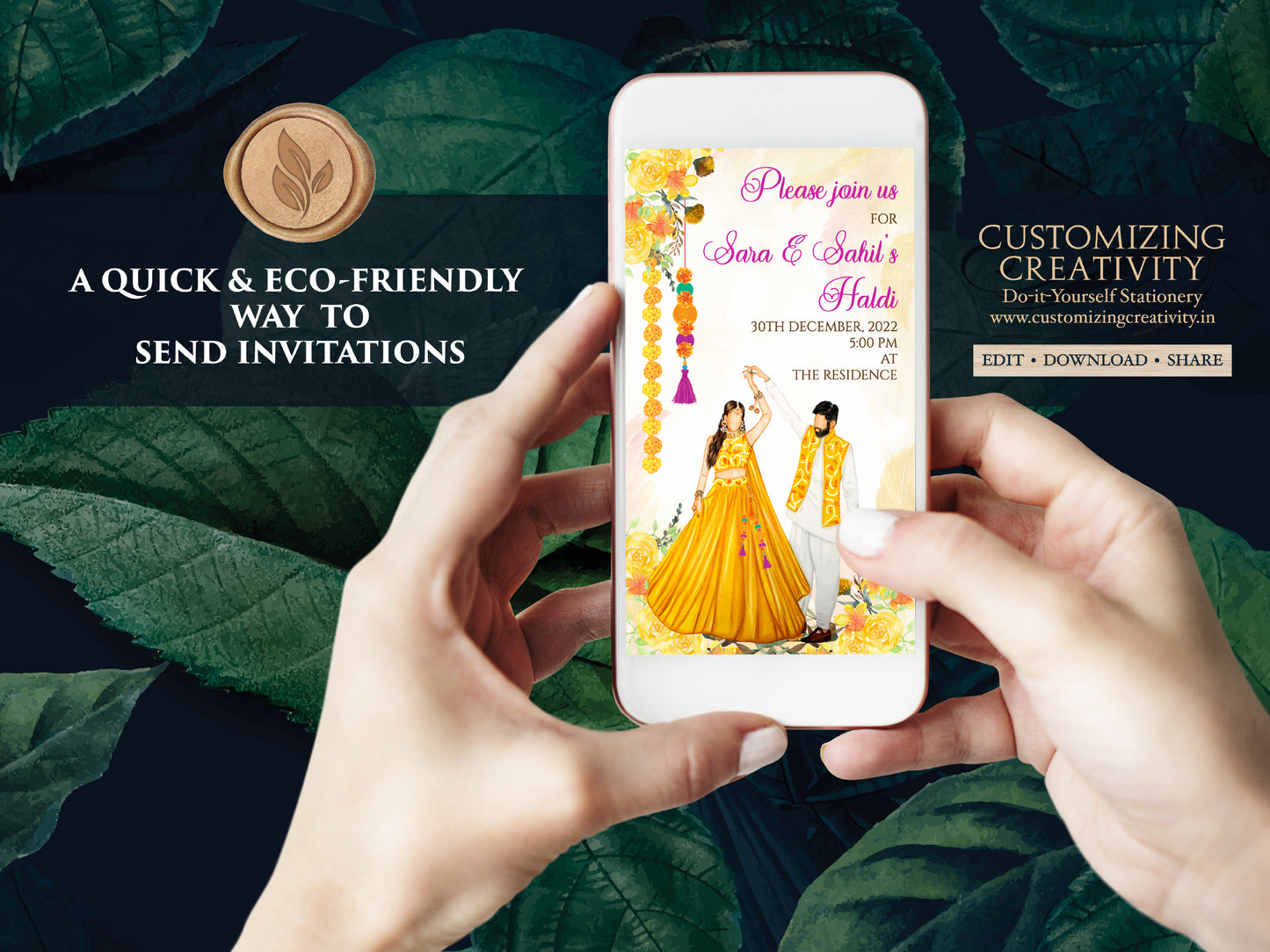 Holud invites as Pithi cards, Haldi invitations & Pithi Invites, Haldi invite card as Pithi invitations, Gaye Holud invitation as Haldi card