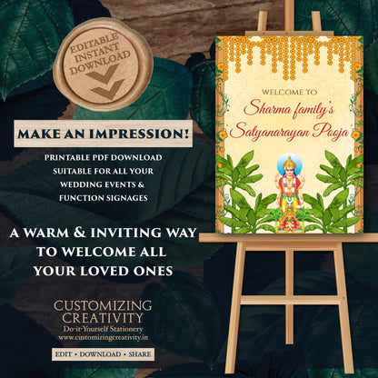Satyanarayan Puja Indian pooja welcome signs, Satyanarayan Pooja Welcome sign Indian welcome signs, Indian puja signs Satyanarayan katha