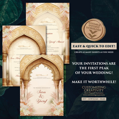 Muslim wedding cards Digital Islamic Wedding Invitations, Muslim wedding Invitation & Digital Nikkah invites as Digital Nikkah invitations