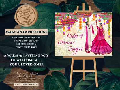 Sangeet Decor as Sangeet Poster, Sangeet Signs & Sangeet Welcome Sign, Indian Wedding Sign as Indian Wedding Welcome Signs, Sangeet Signages