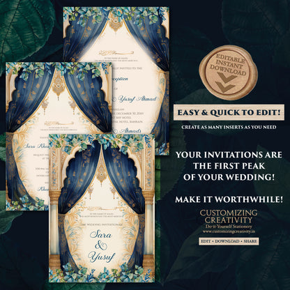 Muslim wedding Invites Digital Nikkah invitations, Digital Islamic Wedding Invitations & Muslim wedding cards as Digital Nikkah invites