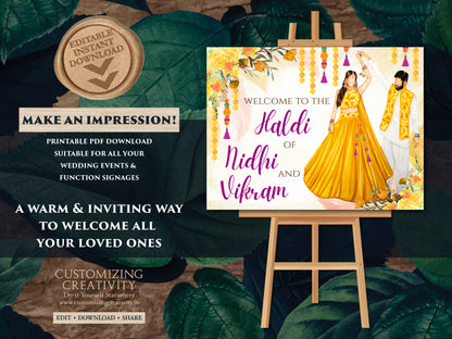 Welcome to Haldi Signs as Haldi Welcome Signs, Couple Haldi signages & Pithi signages, Haldi decoration as Haldi decor sign, Holud signages