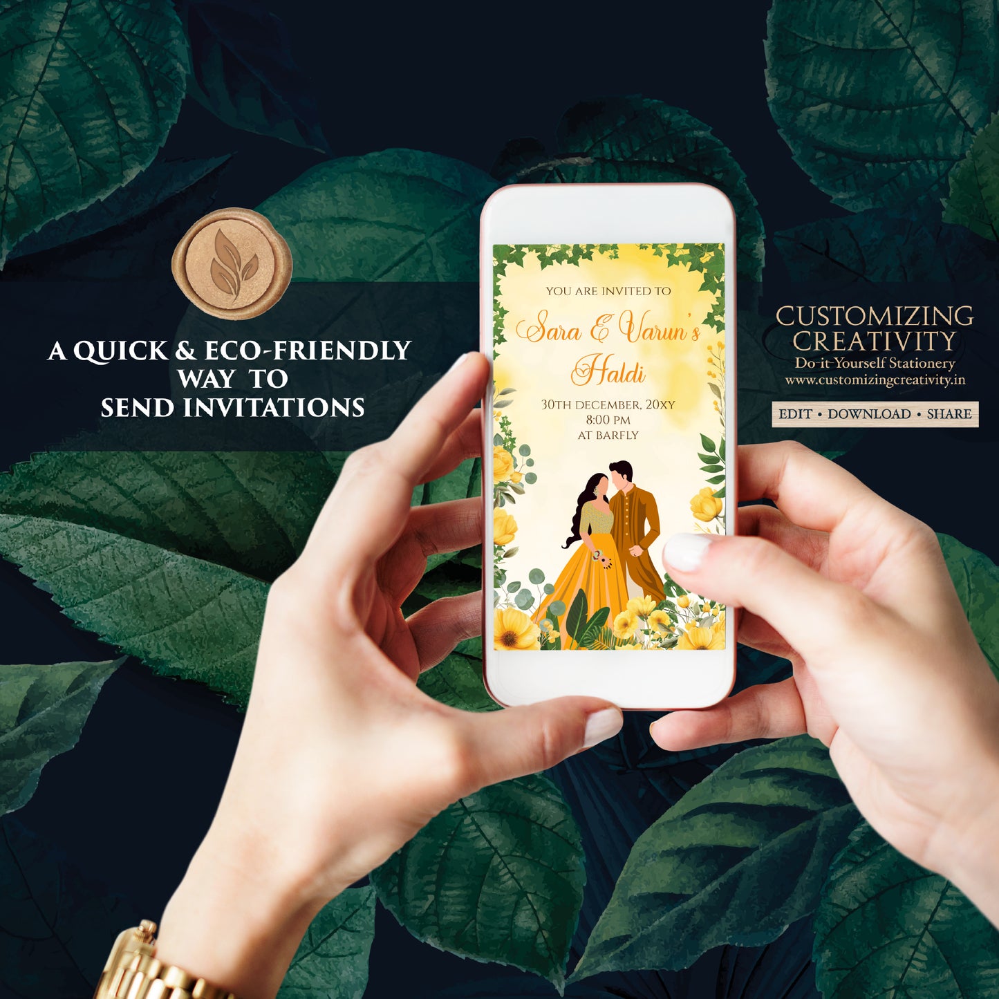 Haldi invitations Digital Haldi invites, Mayoun invitations & Mehndi invitations, Digital Mayoun invites as Dholki invitations Mehndi invite