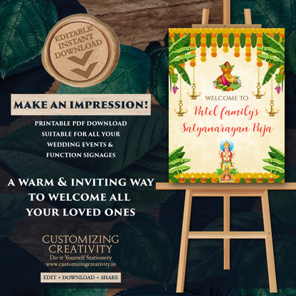 Satyanarayan katha Welcome sign Indian pooja signs, Satyanarayan Pooja Indian pooja welcome signs, Indian puja signs Satyanarayan Puja signs