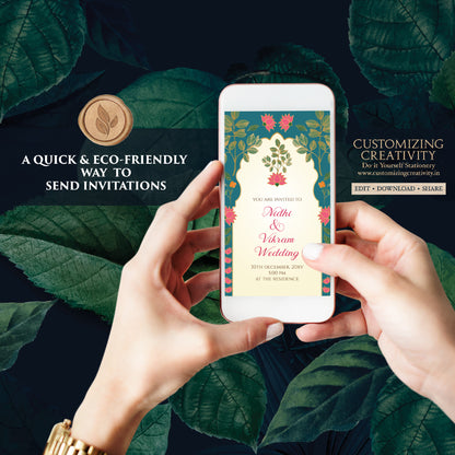 Hindu Wedding card Digital Indian Wedding invite, Hindu invitation as Indian wedding cards, Indian Wedding invitation & Hindu wedding invite