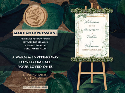 Reception Welcome Signs as Indian Wedding Welcome Signs, Reception Signage Entry as Hindu Welcome Sign, Sangeet signage as Anand Karaj signs