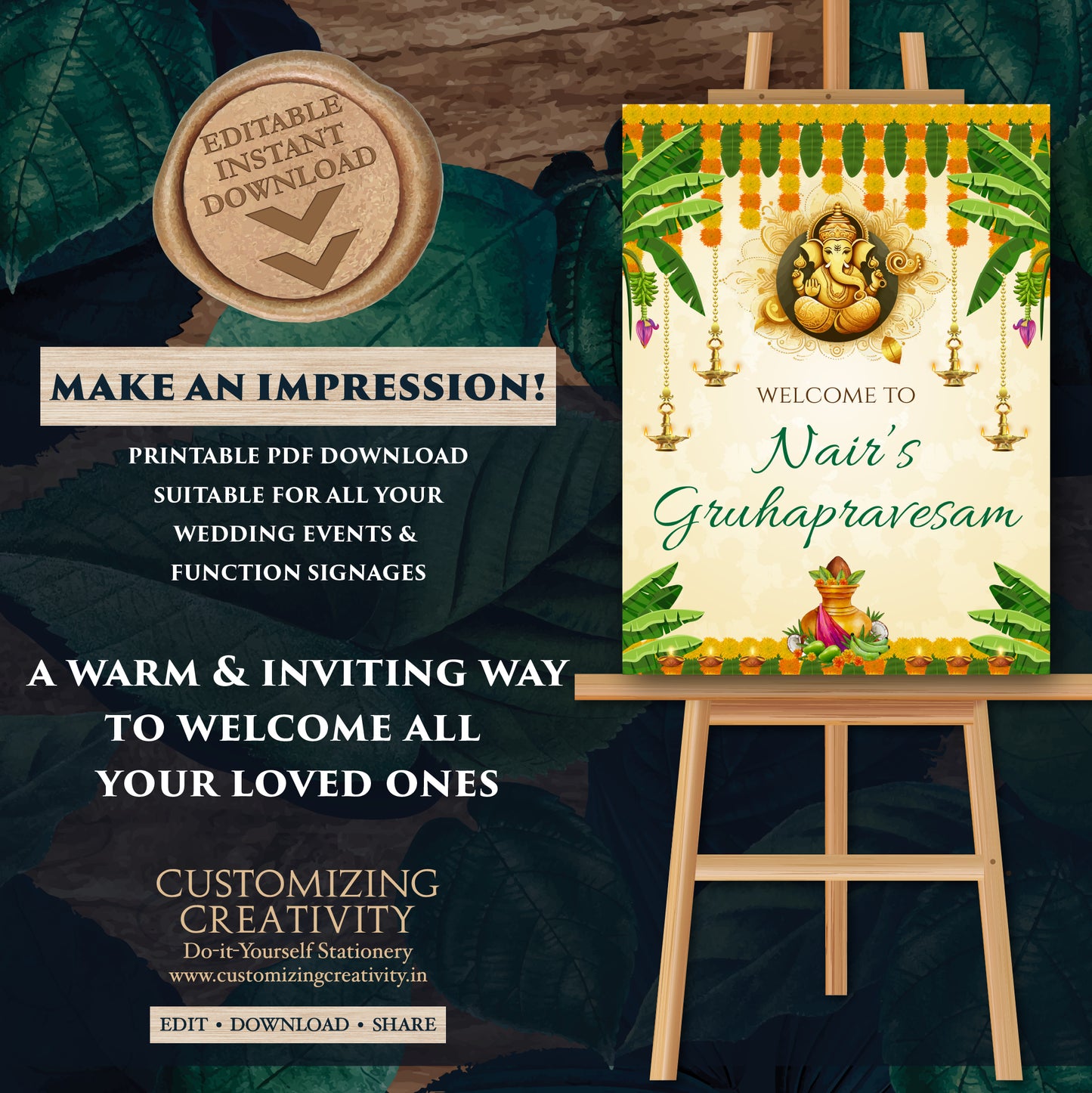 Gruhapravesham signs Indian Housewarming welcome signs, Gruhapravesam Welcome signs Indian Housewarming sign & Grihapravesh Welcome sign