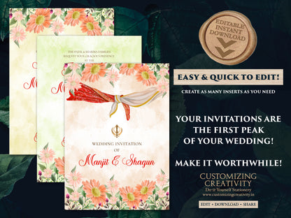 Sikh wedding cards Anand Karaj invitations, Punjabi wedding cards & Sikh wedding invitations, Punjabi invitations as Anand Karaj invites