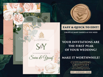 Muslim Invitations Pakistani Wedding cards, Digital Islamic wedding invitation & Digital Muslim wedding card Islamic as Digital Nikkah cards
