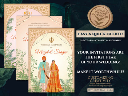 Sikh wedding card Punjabi wedding invitation, Punjabi Wedding card & Sikh Wedding invitation, Indian wedding cards as Anand Karaj invitation