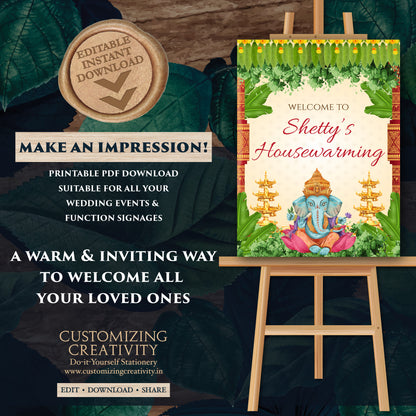 Indian Housewarming signs Gruhapravesam welcome signs, Grihapravesh sign as Indian Housewarming welcome sign & Gruhapravesham Welcome sign