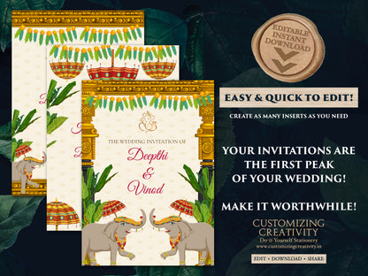 South Indian Wedding invites as Telugu Wedding invites, Telugu Wedding cards & Telugu wedding invitation, Tamil Wedding invitation Indian