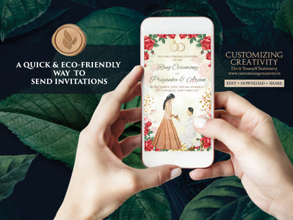 Indian Engagement invites & Digital Roka invite, Ring Ceremony invitation as Engagement invitation, Ring Ceremony invites as Engagement card
